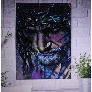 Jesus Christ Canvas Unframed Print Crown Of Thorns 15.7 X 19 Colorful Religeous